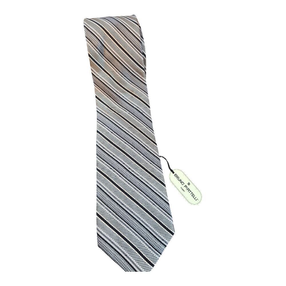 Bruno Pirttelli Roma NWT mens neck tie 100% silk hand made long‎ black and white